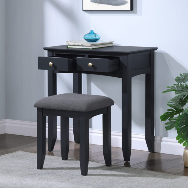 Lucien Dressing Table & Stool - Off Black | Assembly Required