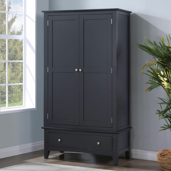 Lucien 2 Door Wardrobe - Off Black | Assembly Required