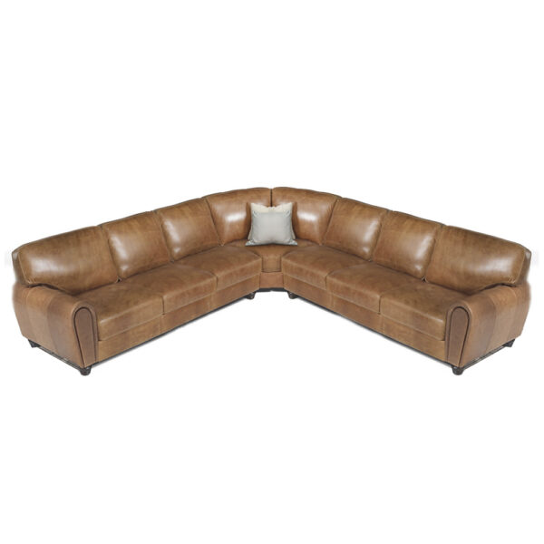 Viora Extra Large Italian Leather Corner Sofa | Brianza Cognac Brown