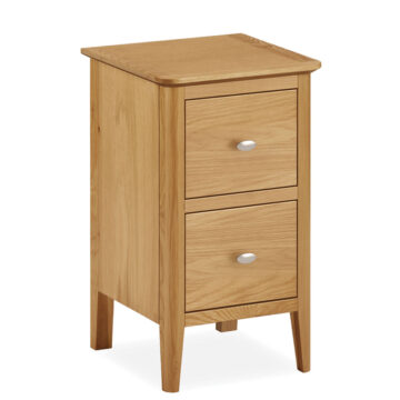 Denby Oak Narrow 2 Drawer Bedside Cabinet