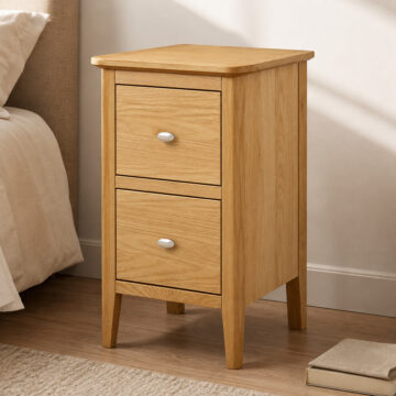 Denby Oak Narrow 2 Drawer Bedside Cabinet