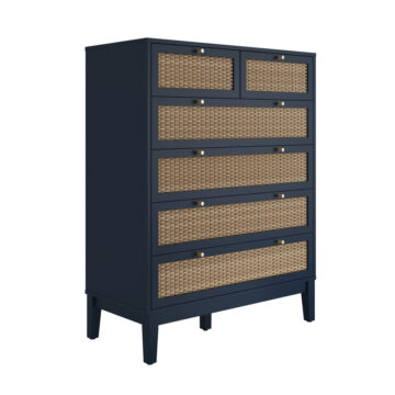 Borde Blue Rattan 2 Over 4 Chest of Drawers