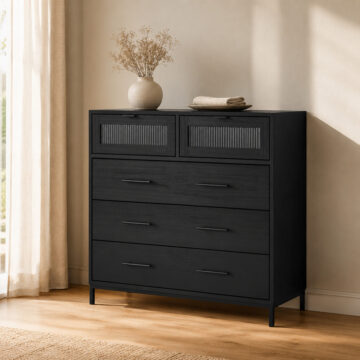 Edison Mattee Black / Reeded Chest of Drawers