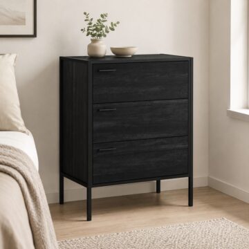 Colliers Black 3 Drawer Chest of Drawers