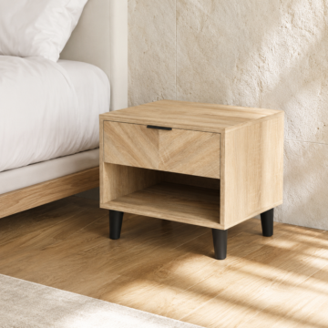 Bergen Chevron 1 Drawer Bedside Cabinet