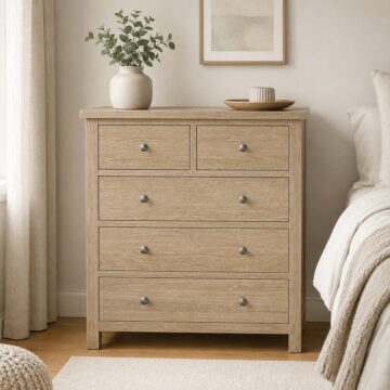 Oaktide Chest 2 Over 3 - Oak - White Wash | Assembled