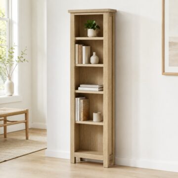 Oaktide Slim Bookcase - Oak - White Wash