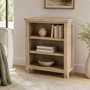Oaktide Low Bookcase - Oak - White Wash