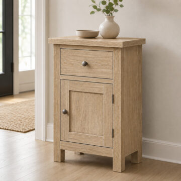 Oaktide Telephone Cupboard - Oak - White Wash | Assembled