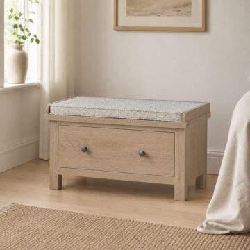 Oaktide Hallway Bench With Drawer | Oak | White Wash | Assembled