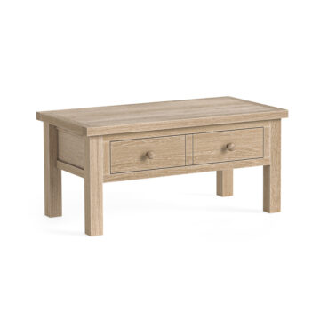 Oaktide White Wash 2 Drawer Coffee Table