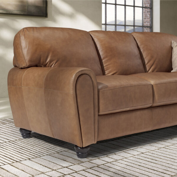 Viora Extra Large Italian Leather Corner Sofa | Brianza Cognac Brown