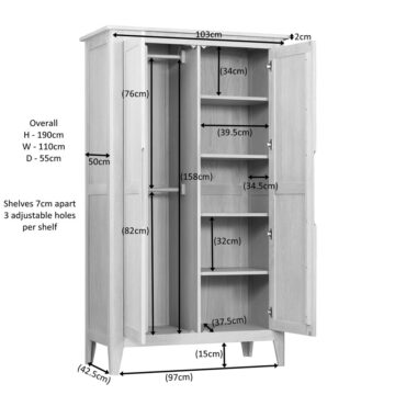 Bruges Double Hanging Wardrobe with Shelving