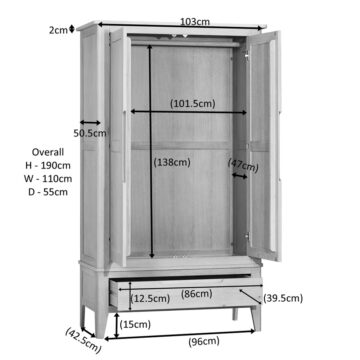 Bruges Double Wardrobe with Drawer