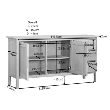 Bruges 2 Door 3 Drawer Sideboard | Assembled