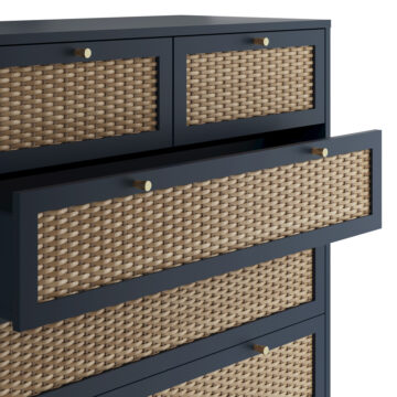 Borde Blue Rattan 2 Over 4 Chest of Drawers