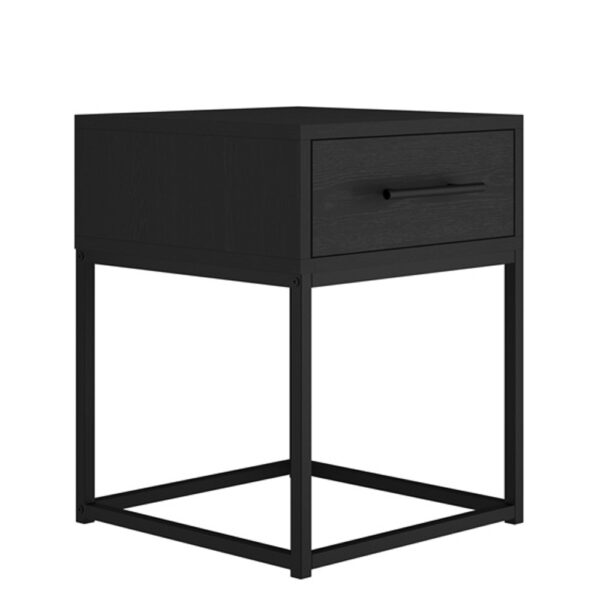 Bray Mattee Black Bedside Cabinet | Assembly Required