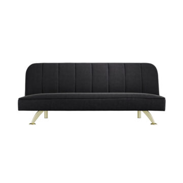Bupton Sofa Bed Black Velvet / Brushed Gold