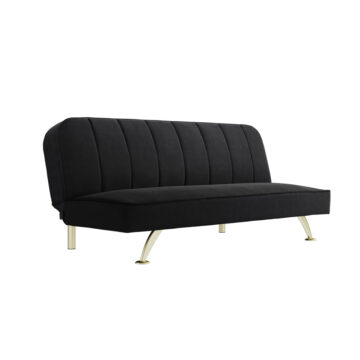 Bupton Sofa Bed Black Velvet / Brushed Gold