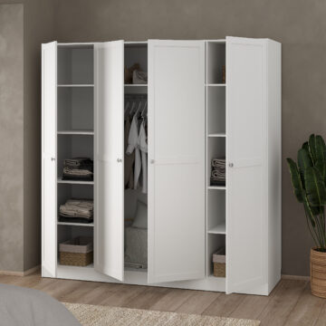 Bronte Wardrobe with 4 Frame Doors in White