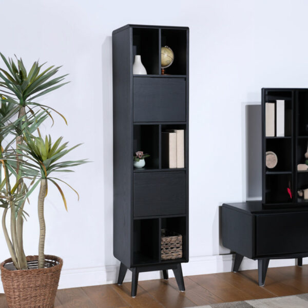 Harrington Large Single Bookcase - Black | Assembly Required
