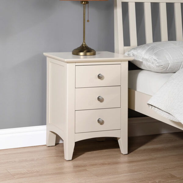 Lucien 3 Drawer Bedside Table - Ivory | Assembly Required