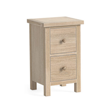 Oaktide White Wash Oak 2 Drawer Narrow Bedside Cabinet