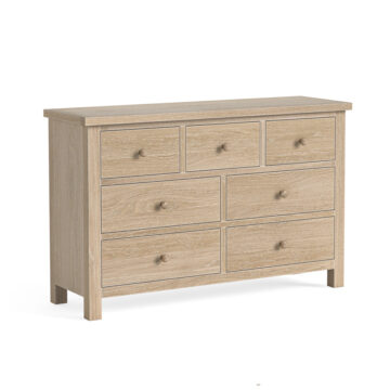 Oaktide Chest 3 Over 4 – Oak – White Wash | Assembled