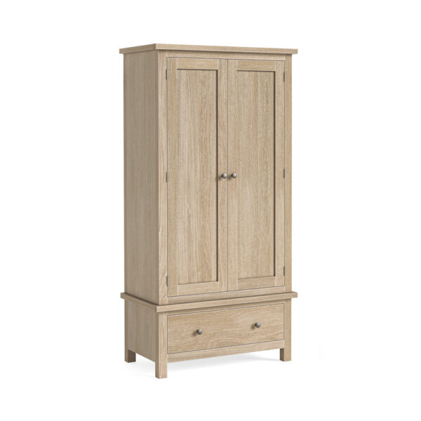 Oaktide Gents Wardrobe - Oak - White Wash | Assembly Required