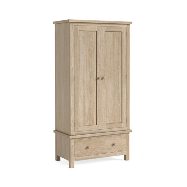 Oaktide Gents Wardrobe - Oak - White Wash | Assembly Required