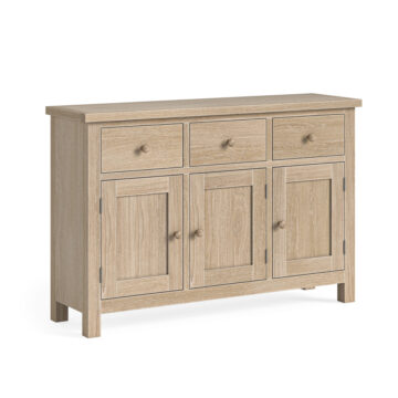 Oaktide White Wash 3 Door 3 Drawer Large Sideboard | Assembled