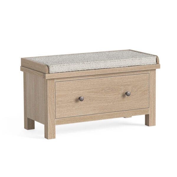 Oaktide Hallway Bench With Drawer - Oak - White Wash | Fully Assembled