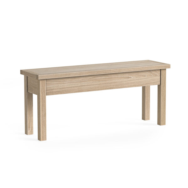Oaktide Shallow Storage Bench - Oak - White Wash | Assembly Required