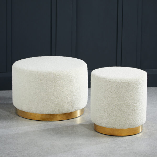 Lara Pouffe Ted Fabric Small - Ivory