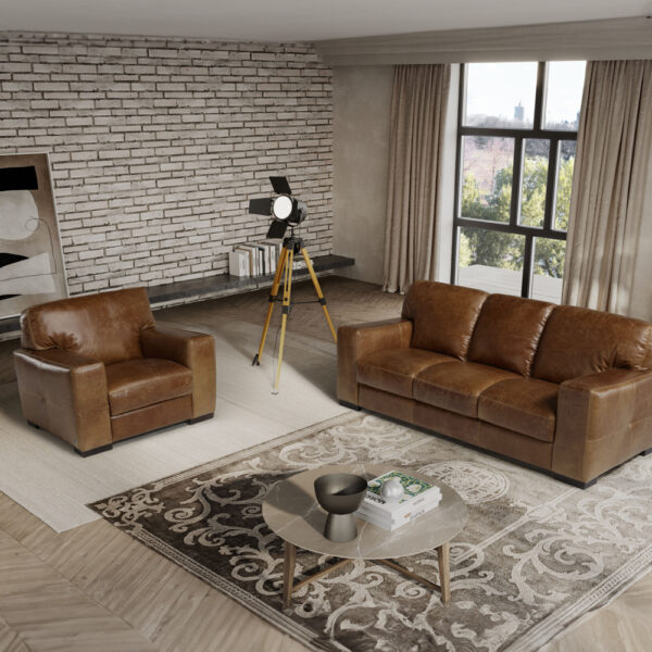 Tuscany Italian Leather Armchair | Brianza Cognac Brown