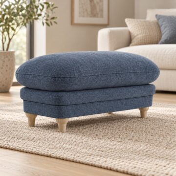 Indiana Footstool Denim Blue Weave
