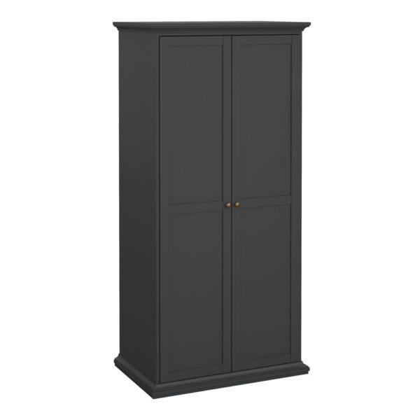 Paris 3 Piece Bundle, Bedside, Chest and 2 Door Wardrobe In Matt Grey | Assembly Required