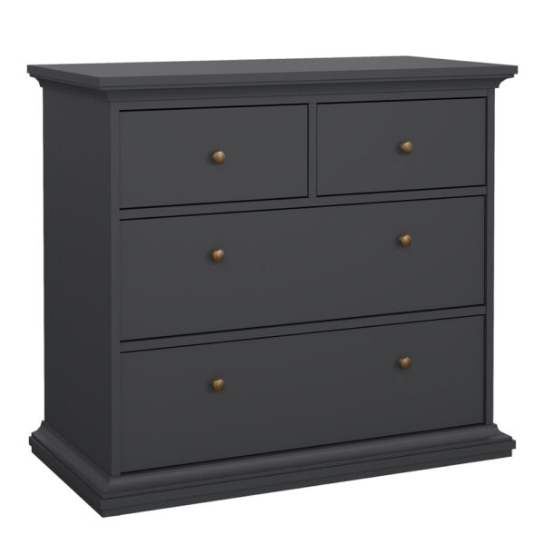 Paris 3 Piece Bundle, Bedside, Chest and 2 Door Wardrobe In Matt Grey | Assembly Required
