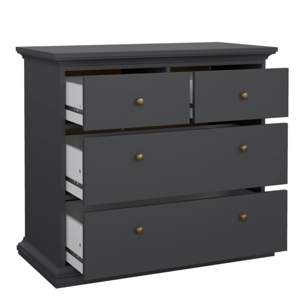 Paris 3 Piece Bundle, Bedside, Chest and 2 Door Wardrobe In Matt Grey | Assembly Required