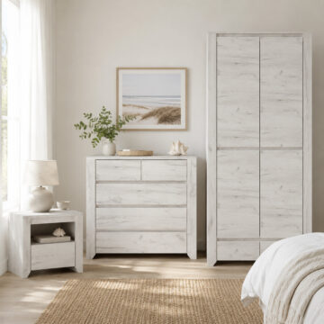 Fiji 3 Piece Bundle, Bedside, Chest and 2 Door 2 Drawer Wardrobe