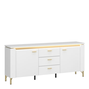 Cicero TV Cabinet 2 Door 3 Drawer in Alpine White/White Gloss | Assembly Required