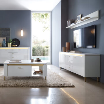 Cicero White 2 Door 3 Drawer TV Cabinet 155cm