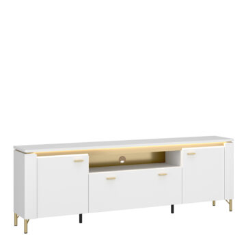 Cicero TV Cabinet 2 Door 1 Drawer in Alpine White/White Gloss | Assembly Required
