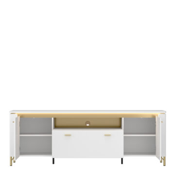 Cicero TV Cabinet 2 Door 1 Drawer in Alpine White/White Gloss
