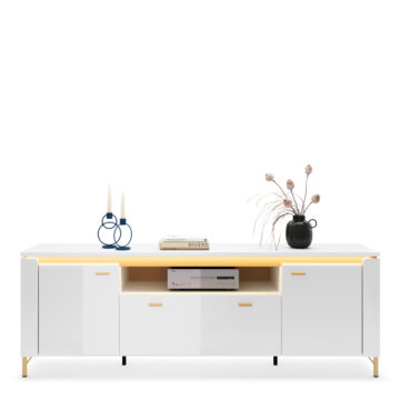 Cicero TV Cabinet 2 Door 1 Drawer in Alpine White/White Gloss