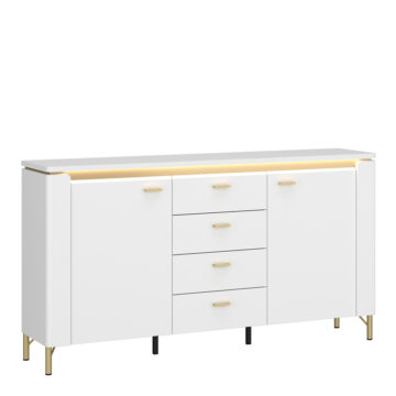 Cicero Alpine White Gloss 2 Door 4 Drawer Sideboard