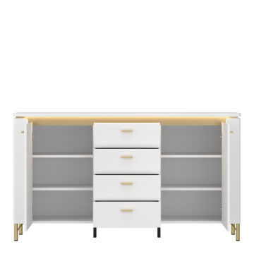 Cicero Alpine White Gloss 2 Door 4 Drawer Sideboard