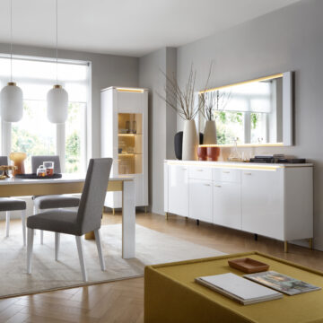 Cicero Alpine White Gloss 4 Door 2 Drawer Sideboard