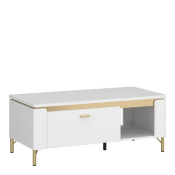 Cicero Coffee Table 1 Drawer in Alpine White/White Gloss | Assembly Required