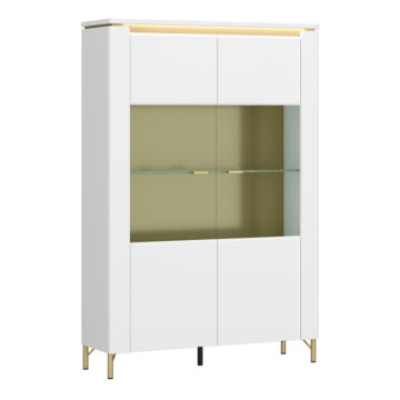 Cicero Vitrin 2 Door Display Cabinet in Alpine White/White Gloss | Assembly Required